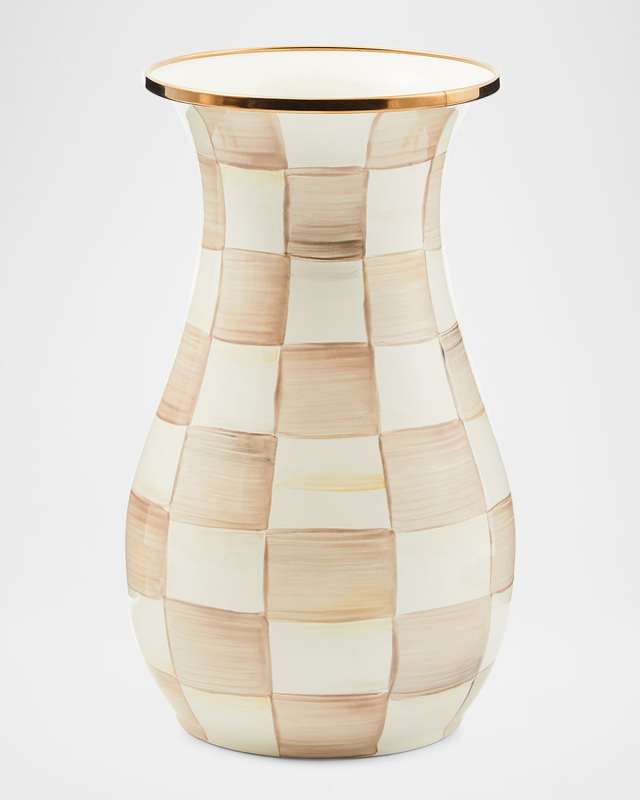 Mocha Check Tall Vase